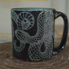Load image into Gallery viewer, Snake Mug Black and Bermuda Blue
