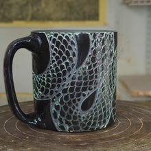 Load image into Gallery viewer, Snake Mug Black and Bermuda Blue
